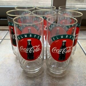 Vintage Set of 8 Always Coca Cola Glassses